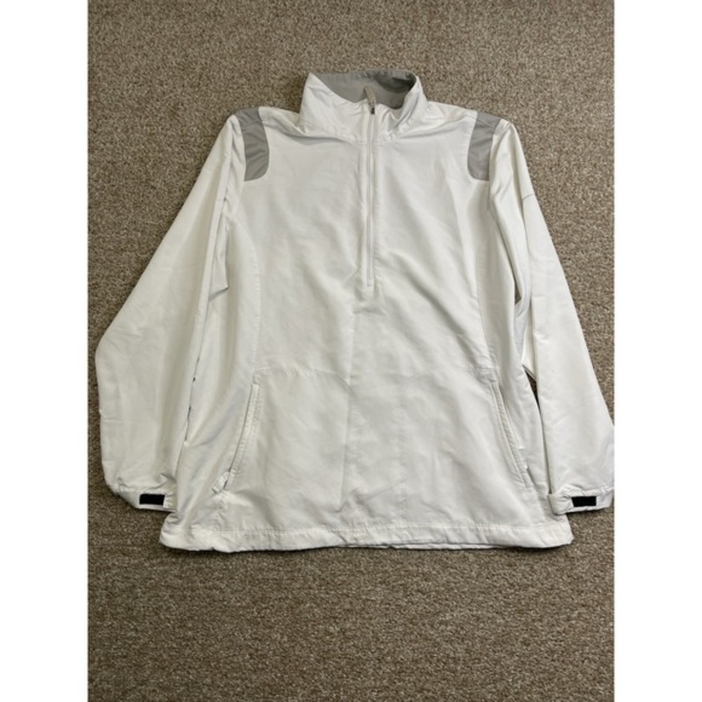 Nike Golf 56323 Windproof 3/4 Zip Long Sleeve Jacket White Gray Sz XL 16 Women's